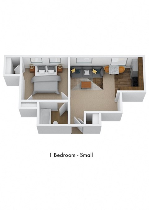Floor plan for 1 bed, 1 bath, 430 sqft